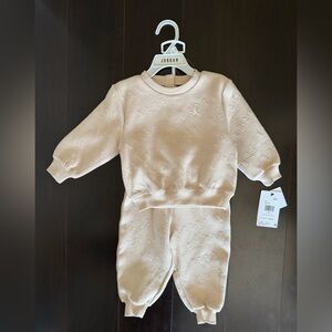 Jordan Kids' Cream Embossed Sweatshirt & Jogger Set